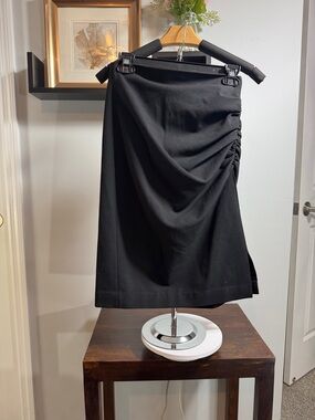 Zara Black Midi Pencil Skirt with Side Ruching